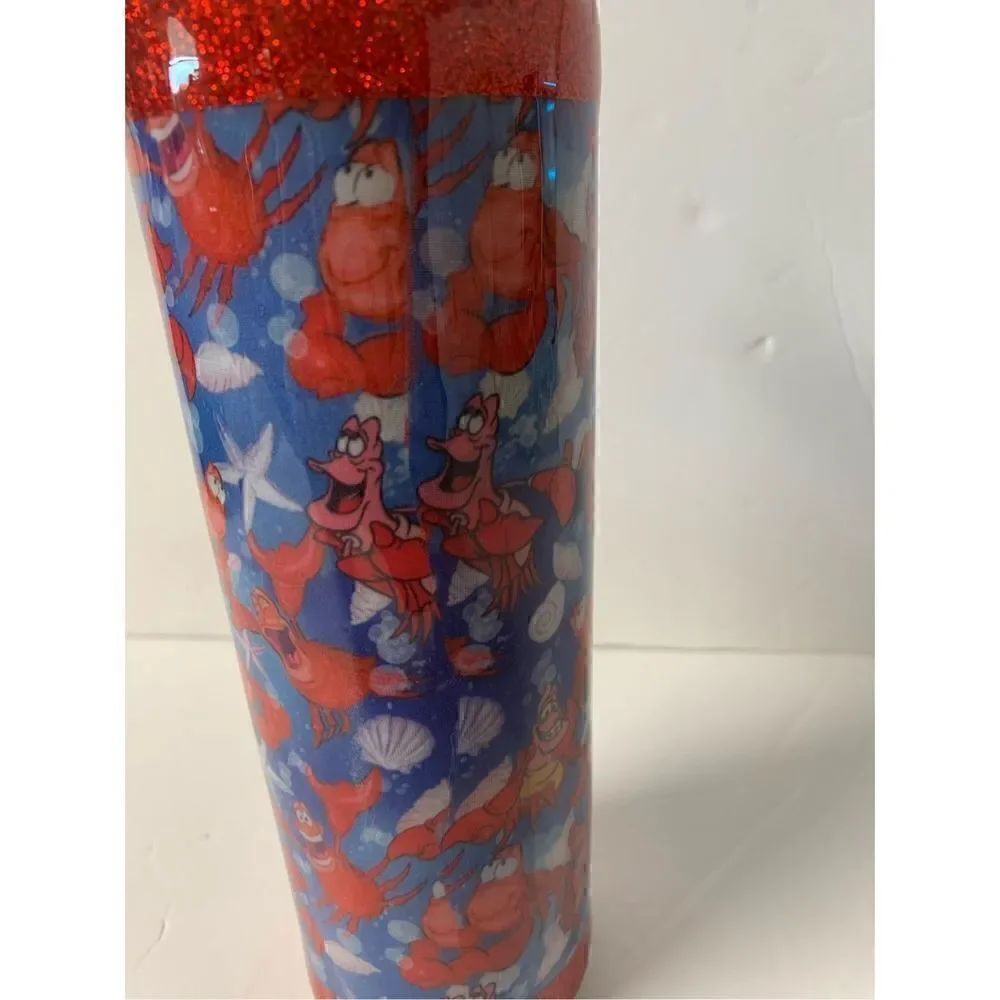 Handmade Mermaid/Lobster 20 oz Tumbler with straw topper